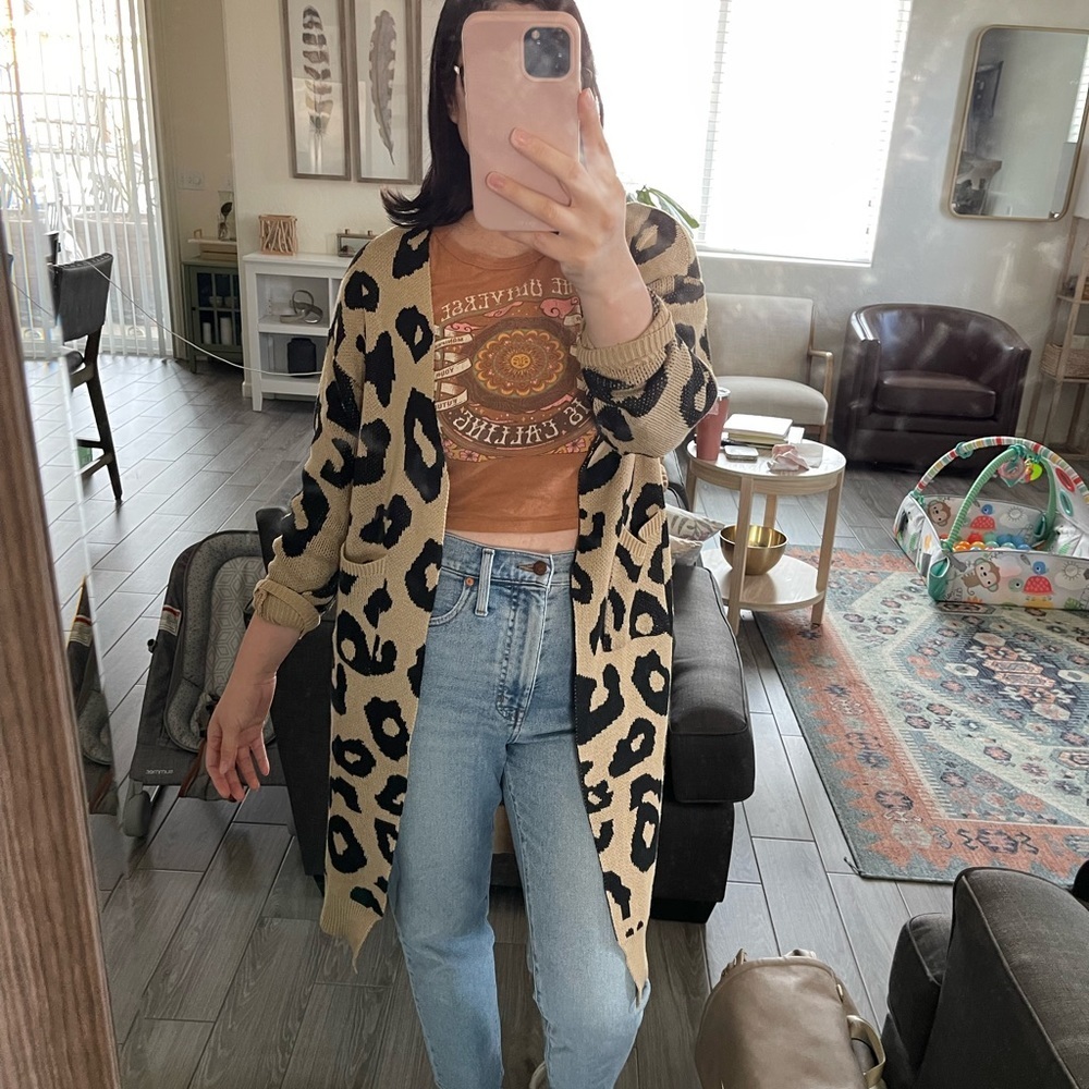 Leopard Print| Long Line, Open Front Knit Cardiga… - image 2
